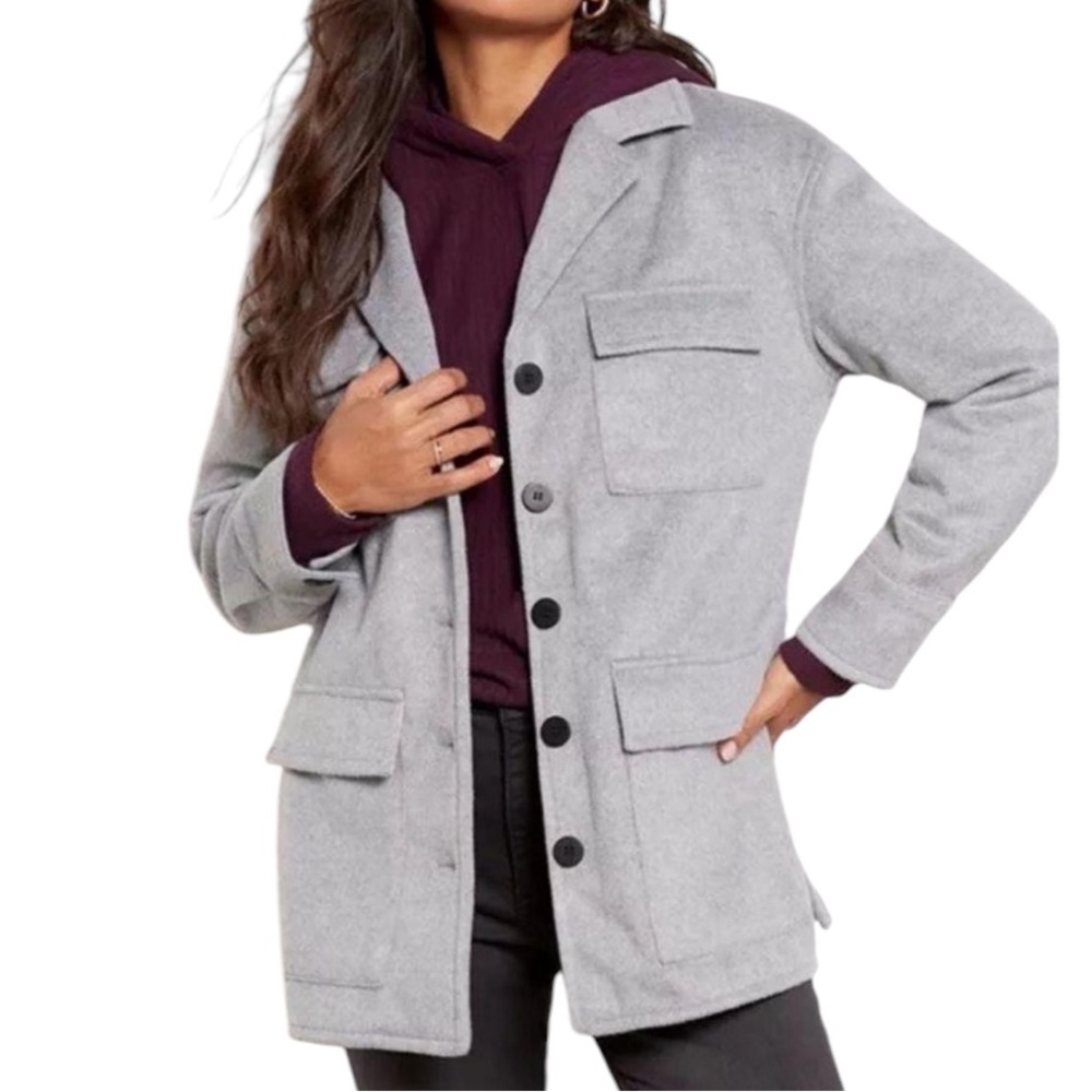 Sanctuary Grey Fleece "Fisher" Car Coat/Shaket S NEW?